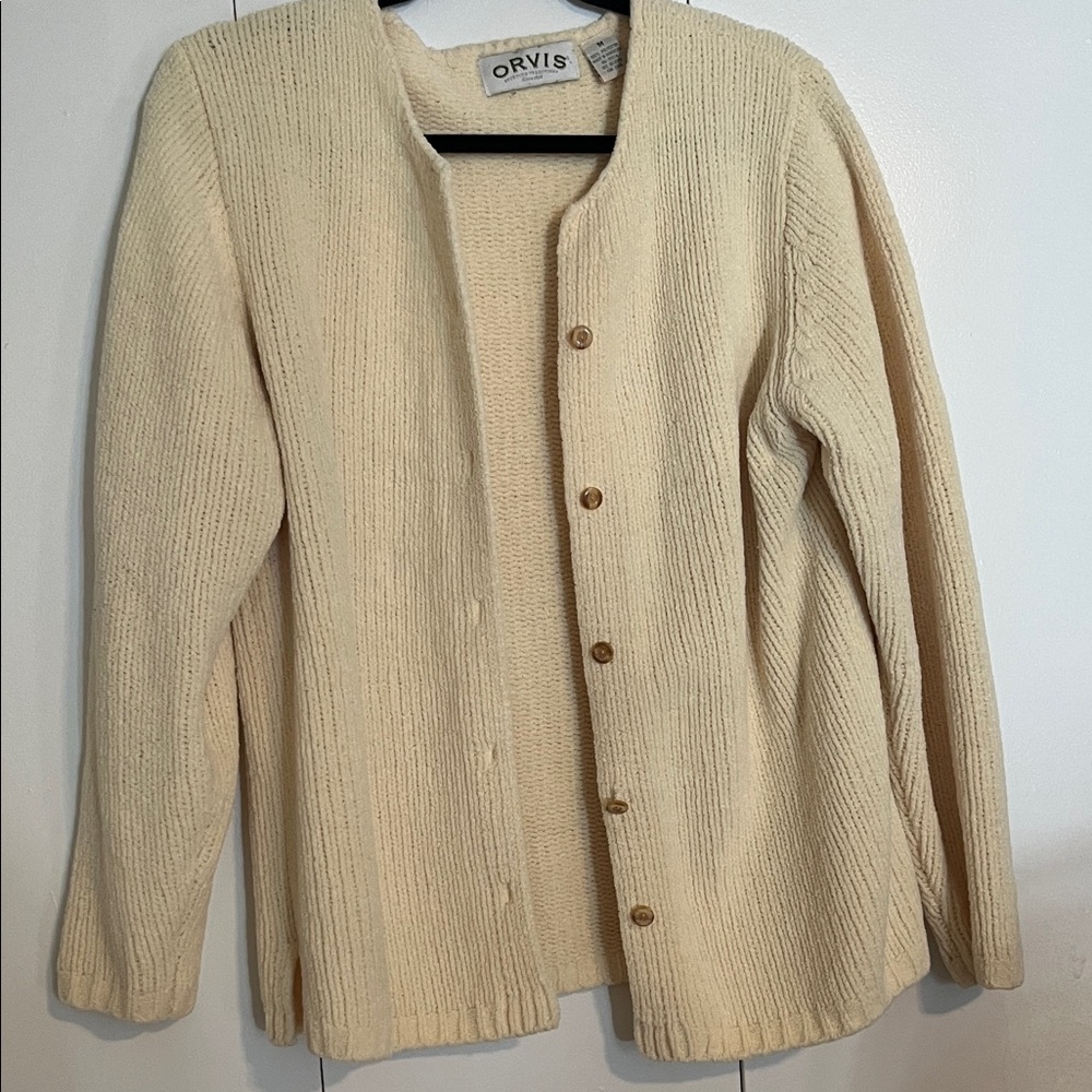 Orvis Chenille Cardigan in Cream
